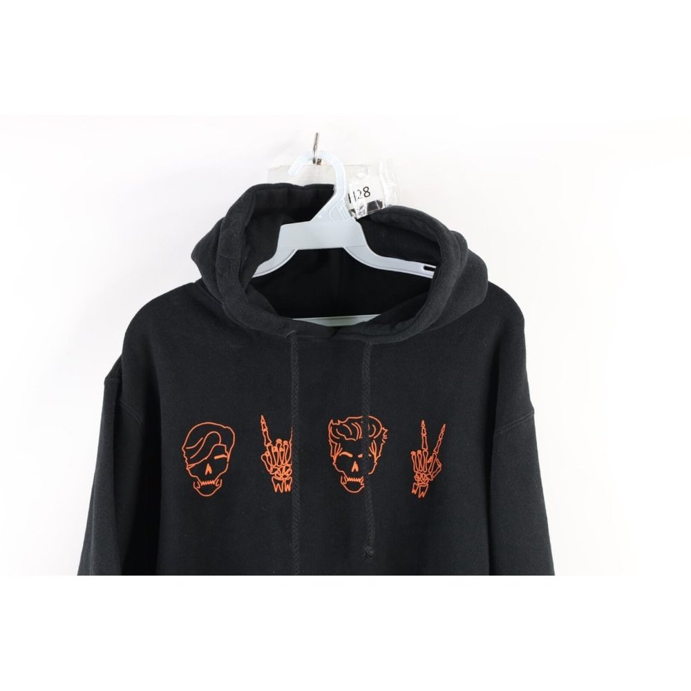 Streetwear Mens Small Faded Dolan Twins Skull Skeleton Hoodie Sweatshirt Black - Picture 2 of 11